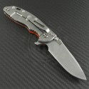 Rick Hinderer Orange Spanto Flipper Knife (3.5in Stonewashed Plain S35-VN) RH-XM1835-8 - Back