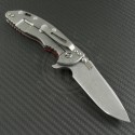 Rick Hinderer Red Spanto Flipper Knife (3.5in Stonewashed Plain S35-VN) RH-XM1835-10 - Back
