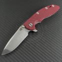 Rick Hinderer Red Spanto Flipper Knife (3.5in Stonewashed Plain S35-VN) RH-XM1835-10 - Front