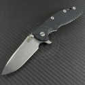 Rick Hinderer Spear Point Flipper Knife (3.5in Stonewashed Plain S35-VN) RH-XM1835-7 - Front