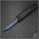 (#1121-16MS2) Microtech Ultratech ZBP D/E Blue Accented Blue Icestorm Damascus - Front
