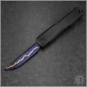 (#1121-16MS3) Microtech Ultratech ZBP D/E Purple Accented Blue Coppermai Damascus - Front