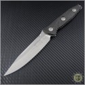 (#113-10CF) Microtech SOCOM Alpha S/E Stonewash Standard w/ Carbon Fiber Handles - Front