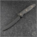 (#113-1DLCCFS) Microtech Socom Alpha S/E Black DLC Standard w/ Carbon Fiber Handles - Front