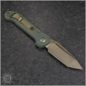 (#1136-13MS2) Microtech Antique Green Titanium LUDT Gen III T/E Bronze Blade - Back