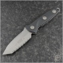 (#114M-12) Microtech Socom Alpha Mini T/E Stonewash Full Serrated - Front