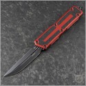 (#1180-1RD) Microtech Red Scarab II Gen III D/E-S Black Plain - Front