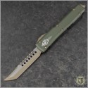(#119-13OD) Microtech Ultratech Hellhound Bronzed Apocalyptic Plain w/ OD Green Handle - Front