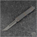 (#119-16CFC) Microtech Ultratech Hellhound Damascus Plain w/ Carbon Fiber Top and Copper Hardware - Front