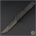 (#119-16CF) Microtech Ultratech Hellhound Damascus Plain w/ Carbon Fiber Top and Ringed Hardware - Front