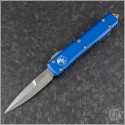 (#120-10BL) Microtech Blue Ultratech Bayonet Stonewash Plain - Front