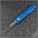 (#120-1BL) Microtech Blue Ultratech Bayonet Black Plain - Front