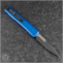 (#120-2BL) Microtech Blue Ultratech Bayonet Black Part Serrated - Back