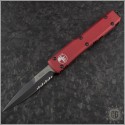 (#120-2RD) Microtech Red Ultratech Bayonet Black Part Serrated - Front