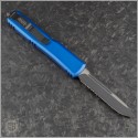 (#121-2BL) Microtech Blue Ultratech S/E Black Part Serrated - Back
