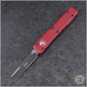 (#121-2RD) Microtech Red Ultratech S/E Black Part Serrated - Front
