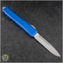 (#121-5BL) Microtech Blue Ultratech S/E Satin Partially Serrated w/ Contoured Handle - Back