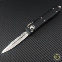 (#122-12CC) Microtech Ultratech Stonewash D/E Fully Serrated Contoured Chasis - Front