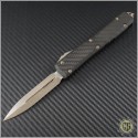 (#122-13CFCC) Microtech Ultratech D/E Contoured Bronze Plain w/ Carbon Fiber Top - Front
