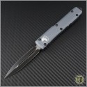 (#122-1CCGY) Microtech Tan Ultratech Black D/E Plain Contoured Chasis w/ Grey Handle - Front