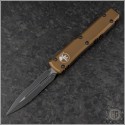 (#122-1TA) Microtech Tan Ultratech D/E Black Plain - Front