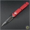 (#122-2CCRD) Microtech Red Ultratech Black D/E Partially Serrated Contoured Chasis - Front