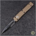 (#122-2TA) Microtech Tan Ultratech Black D/E Partially Serrated Contoured Chasis - Front