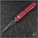 (#122-3RD) Microtech Red Ultratech D/E Black Fully Serrated - Front