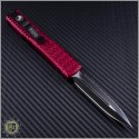 (#122-3RD) Microtech Ultratech D/E Black Fully Serrated Tri-Grip Tactical w/ Red Handle - Back