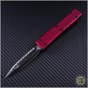 (#122-3RD) Microtech Ultratech D/E Black Fully Serrated Tri-Grip Tactical w/ Red Handle - Front
