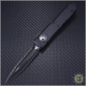 (#122-3TCC) Microtech Tactical Ultratech Black D/E Fully Serrated Contoured Chasis - Front