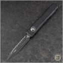 (#122-3T) Microtech Ultratech D/E Black Fully Serrated - Front