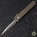 (#122-6TA) Microtech Tan Ultratech Satin D/E Fully Serrated Contoured Chasis - Front