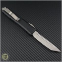(#123-10CC) Microtech Ultratech T/E (Tanto) Stonewash Plain w/ Blue Contoured Handle - Back