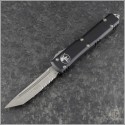 (#123-11) Microtech Ultratech T/E (Tanto) Stonewash Partially Serrated - Front