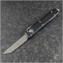 (#123-12AP) Microtech Ultratech T/E (Tanto) Stonewash Full Serrated - Front