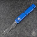 (#123-1BL) Microtech Blue Ultratech T/E Black Plain - Front