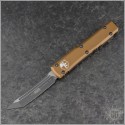 (#123-1TA) Microtech Tan Ultratech T/E Black Black Plain - Front