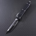 (#123-2-TRI) Microtech Ultratech T/E Black Partially Serrated TriGrip - Front