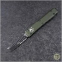 (#123-2OD) Microtech OD Green Ultratech T/E Black Part Serrated - Front