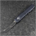 (#123-2T) Microtech Ultratech T/E Black Partially Serrated Tactical - Front