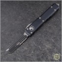 (#123-2) Microtech Ultratech T/E Black Partially Serrated - Front