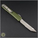(#123-5CCOD) Microtech Ultratech T/E Satin Partially Serrated w/ OD Green Contoured Handle - Back