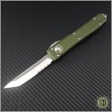 (#123-5CCOD) Microtech Ultratech T/E Satin Partially Serrated w/ OD Green Contoured Handle - Front