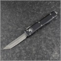 (#123-6) Microtech Ultratech T/E (Tanto) Satin Full Serrated - Front