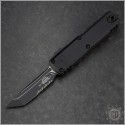 (#12334-2T) Microtech UTX-85 Gen IV T/E Black Part Serrated - Front
