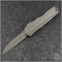 (#1241-11APNC) Microtech Natural Clear Cypher II Wharnecliffe Apocalyptic Part Serrated - Front
