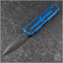 (#1280-1BL) Microtech Blue Scarab II Gen III D/E Black Plain - Front