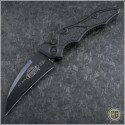 (#131-1T) Microtech Kestrel Wharncliffe Black Tactical Plain - Front