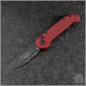 (#135-2RD) Microtech Red LUDT Black Partially Serrated - Front